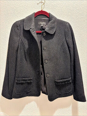 Talbots Metallic Wool Blend Button-Front Jacket Black 2P